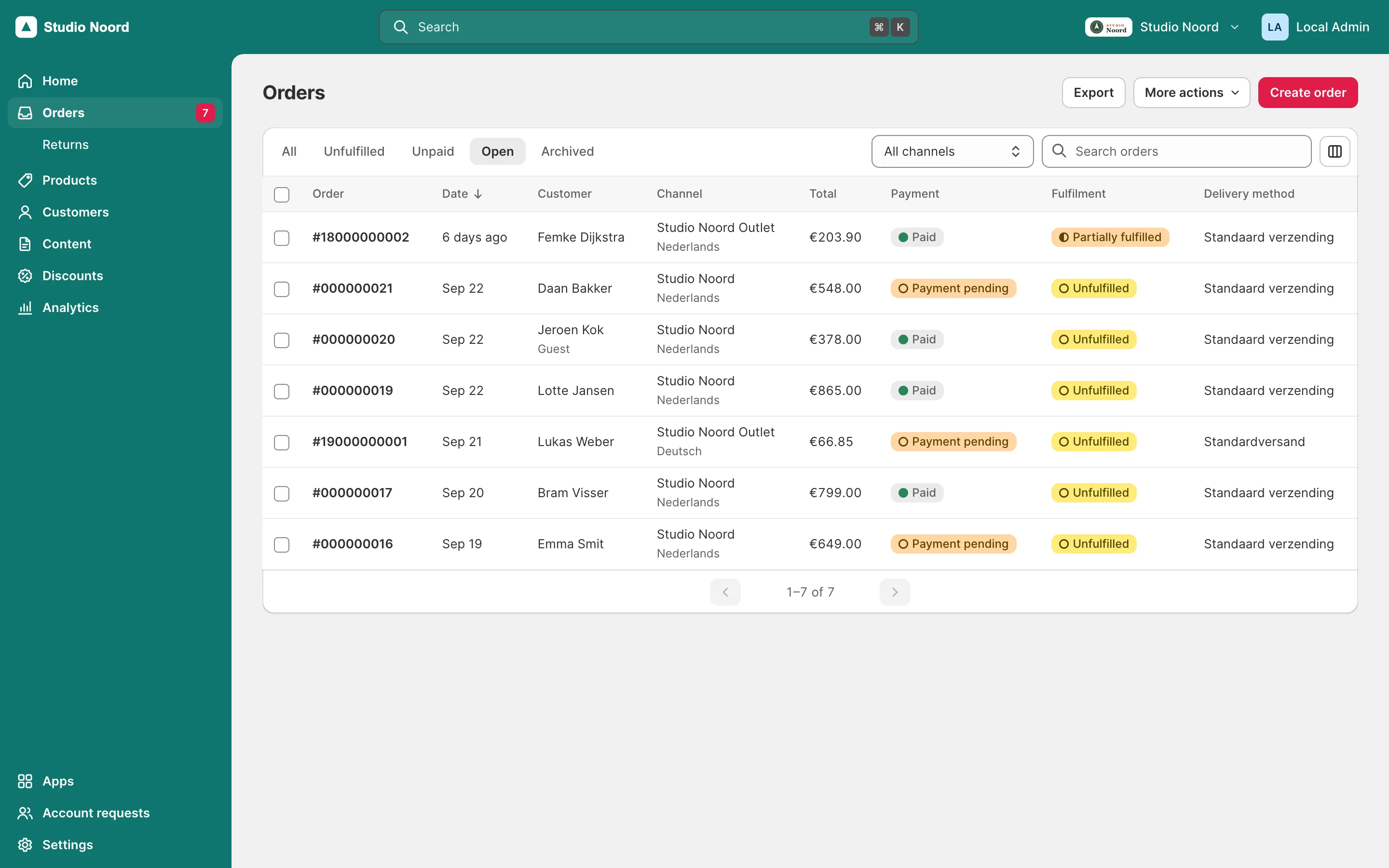 Orders in simple mode: the Light list