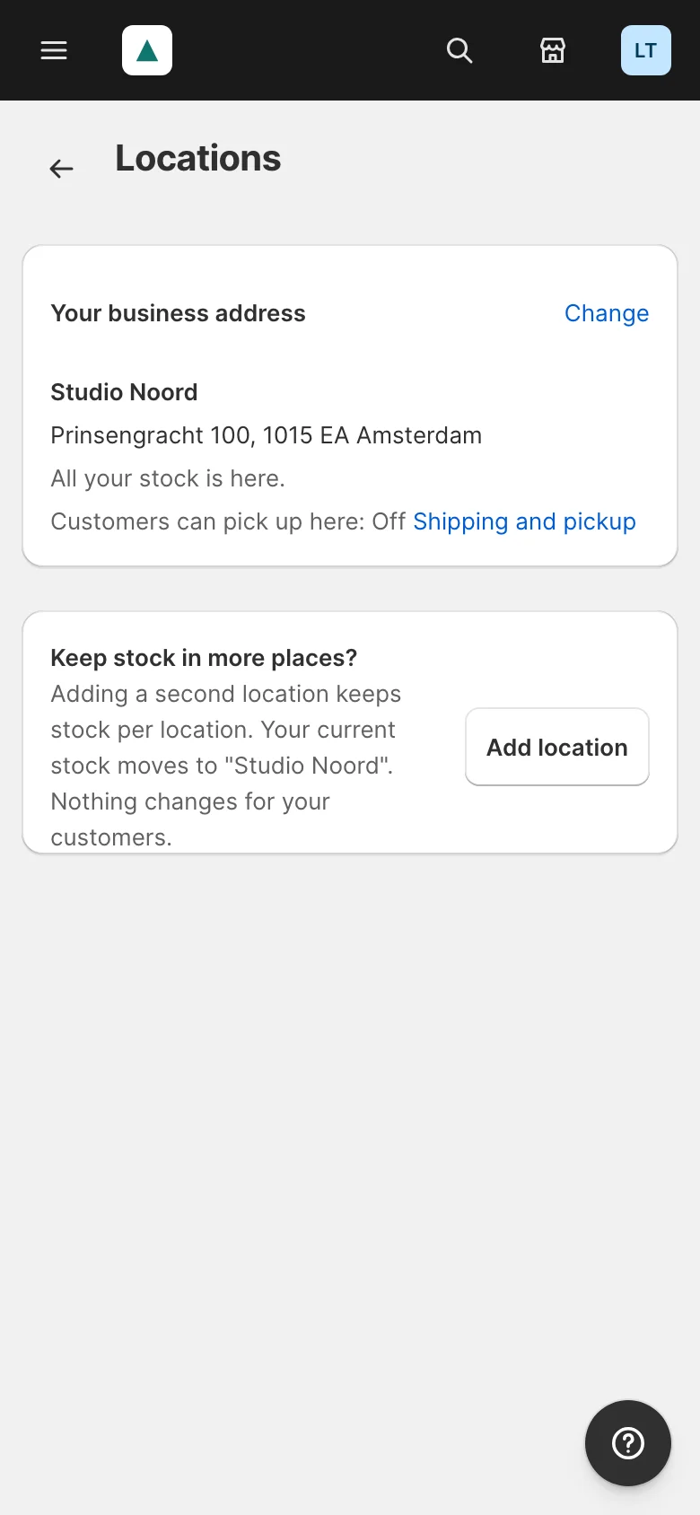 Settings > Locations in simple mode on a phone