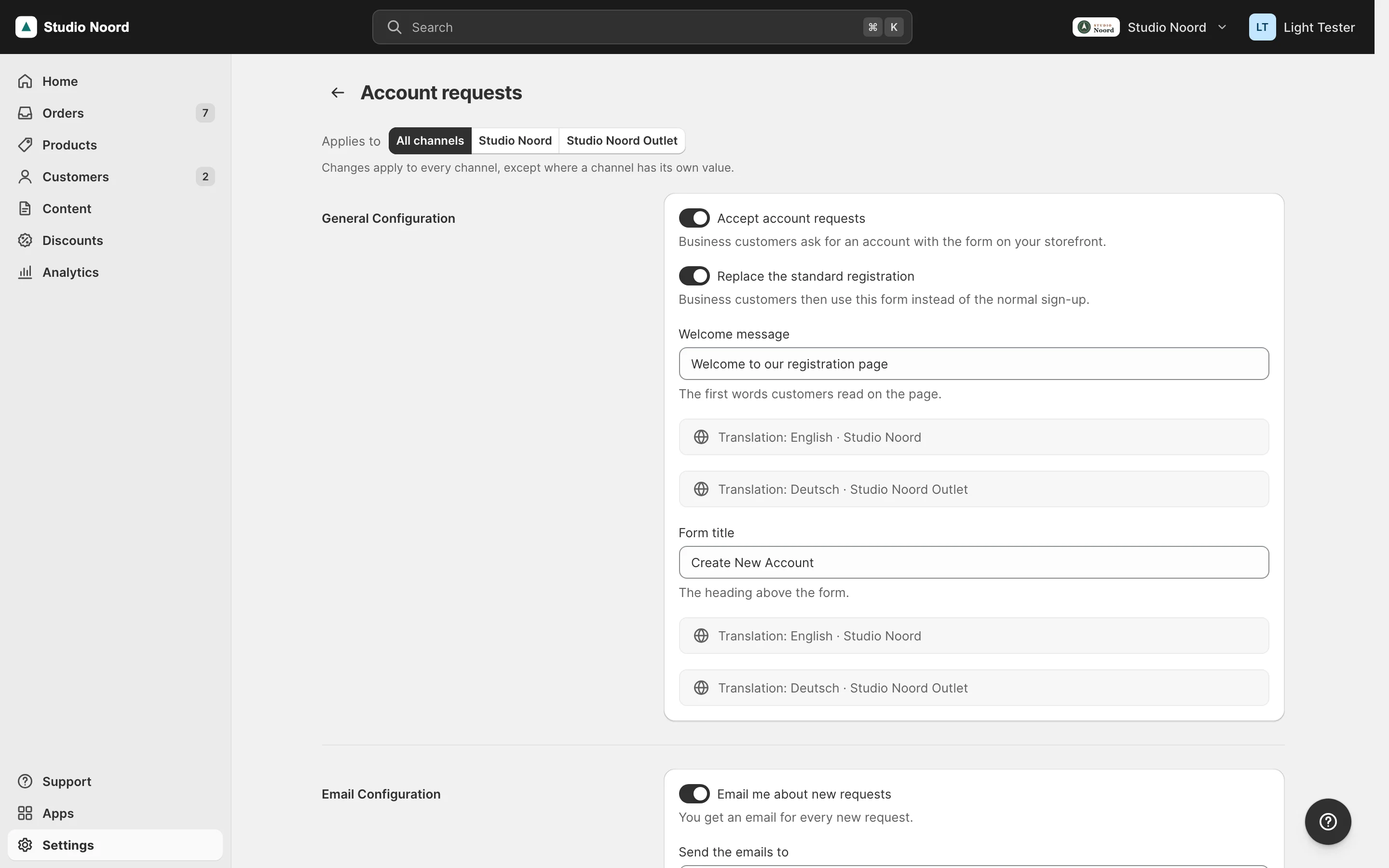The pilot's settings page in simple mode: the everyday fields, with warm labels and notes